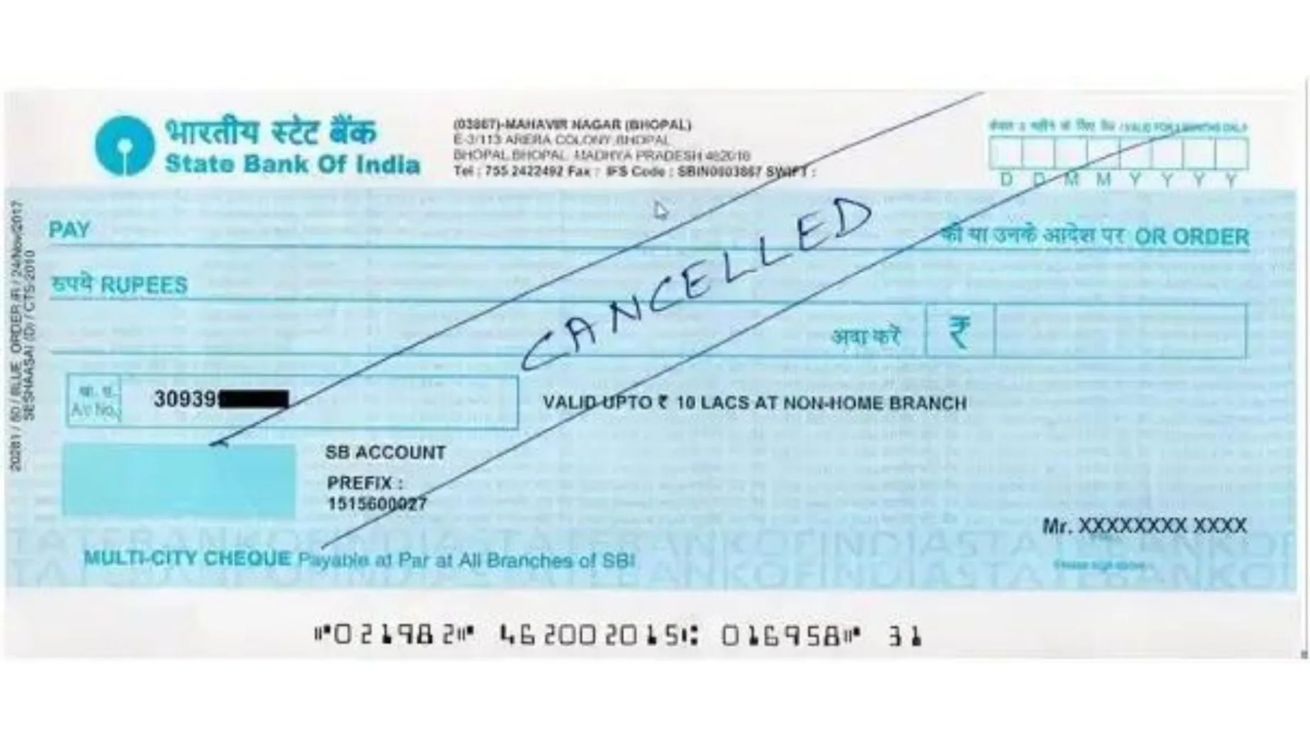 Cancelled cheque images