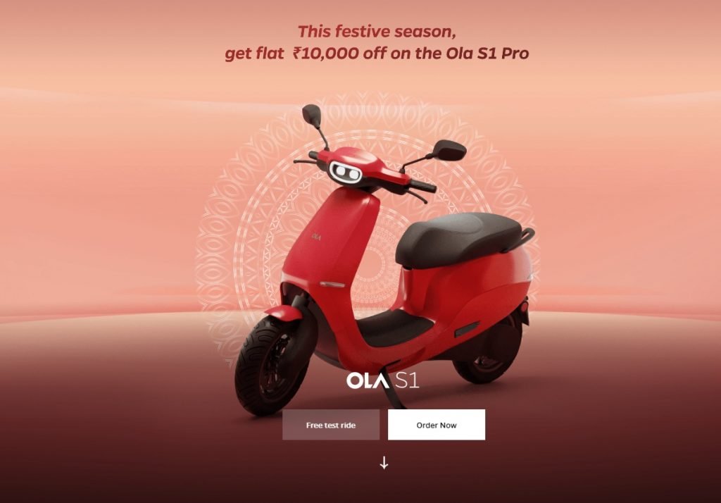 Ola Electric Festive - Discount up to 10,000 on Ola S1 Pro